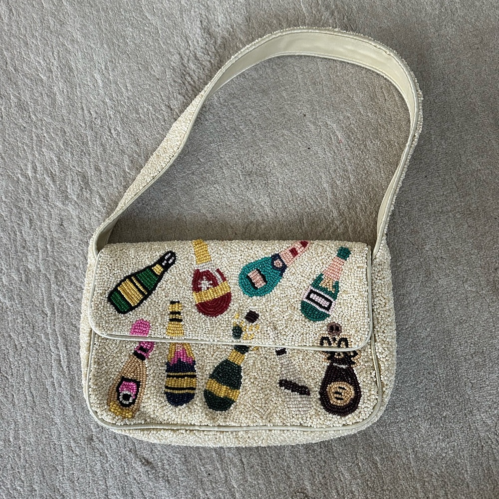 Staud Dupe champagne beaded shoulder bag